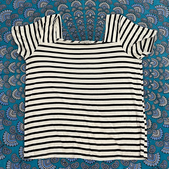 Organic cotton Black and white stripe tee - Picture 4 of 4